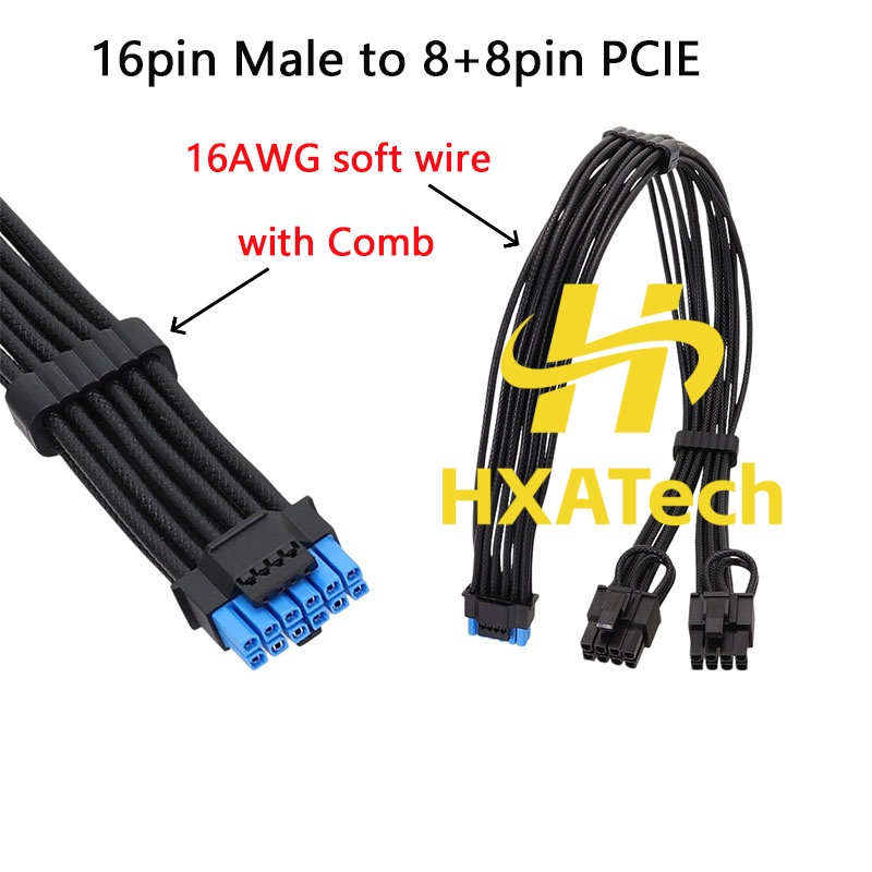 Dual 8Pin To 16Pin 12Vhpwr Cable - HXATech-Colorful 12VHPWR ถึง Dual 8Pin สายไฟการ์ดจอ