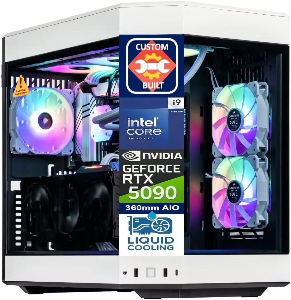 Rtx 5090 32Gb - Velztorm White Praetix คอมพิวเตอร์ตั้งโต๊ะสำหรับเล่นเกม Y60 ที่ออกแบบและประกอบขึ้นเอง